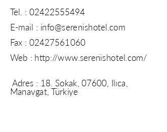 Serenis Hotel iletiim bilgileri